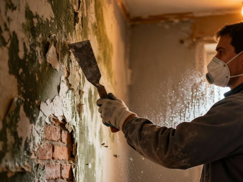 osoba guli zid od vlage