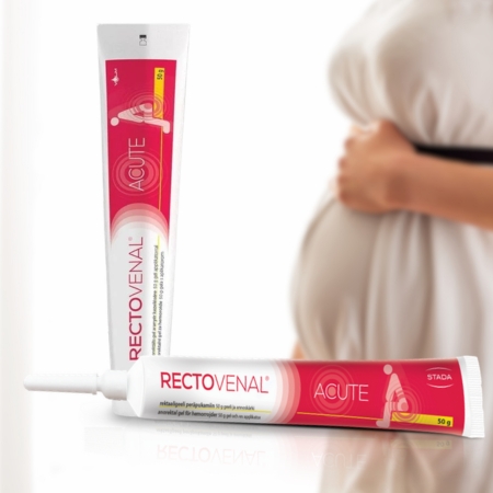 RECTOVENAL Acute gel pakovanje pored trudničkog stomaka
